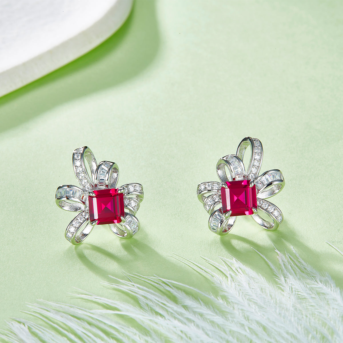 S925 Boucles d'oreilles Sterling Silver Bowknot Stud