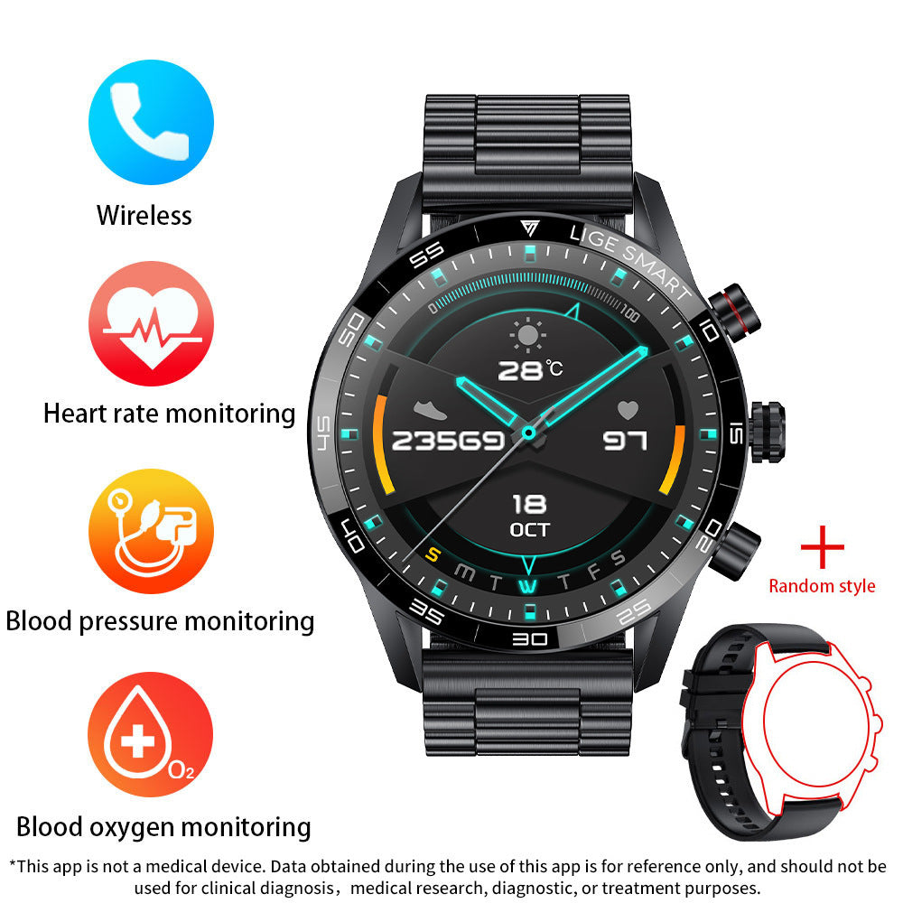Smartwatch Bluetooth multifonctions pour les hommes avec pression artérielle et surveillance de la fréquence cardiaque
