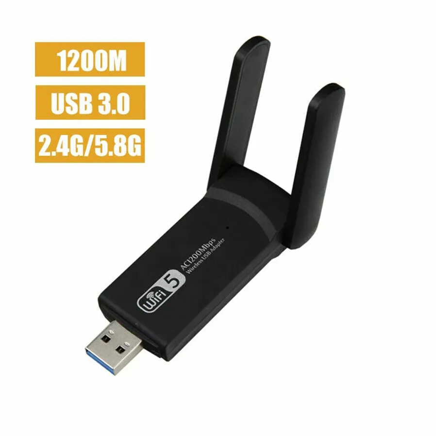 1200Mbps Longue portée AC1200 Double bande 5GHz Sans fil USB 3.0 Adaptateur WiFi Antennes