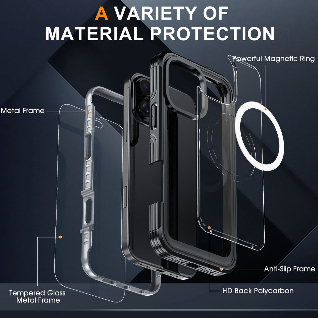 Applicable au boîtier de téléphone transparent trois-proof magnétique extérieur anti-chute Shell
