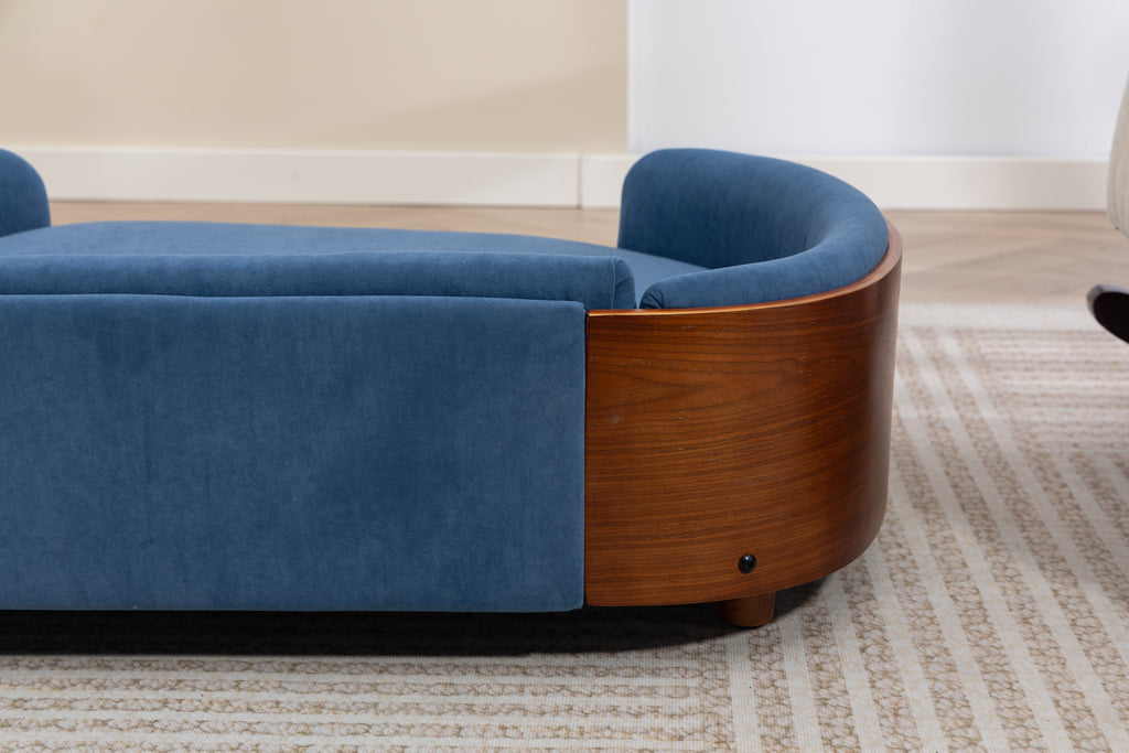 Style scandinave Lit de chien élevé Sofa Pet avec pieds en bois massif et noyer Bent Wood Bac
