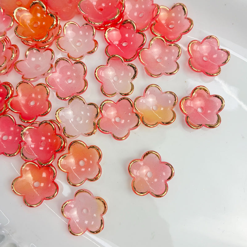 Perles de fleurs acryliques dorées à deux tons