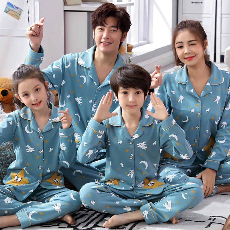 Coton Parent-enfant Pyjama Printemps et Automne Longue Manche Style mince