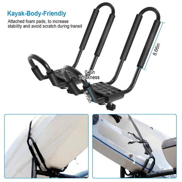1 paire Universal J-Bar Kayak Carrier 220LBS Voiture de canot lourd de chargement Top Mount Carrier Ro