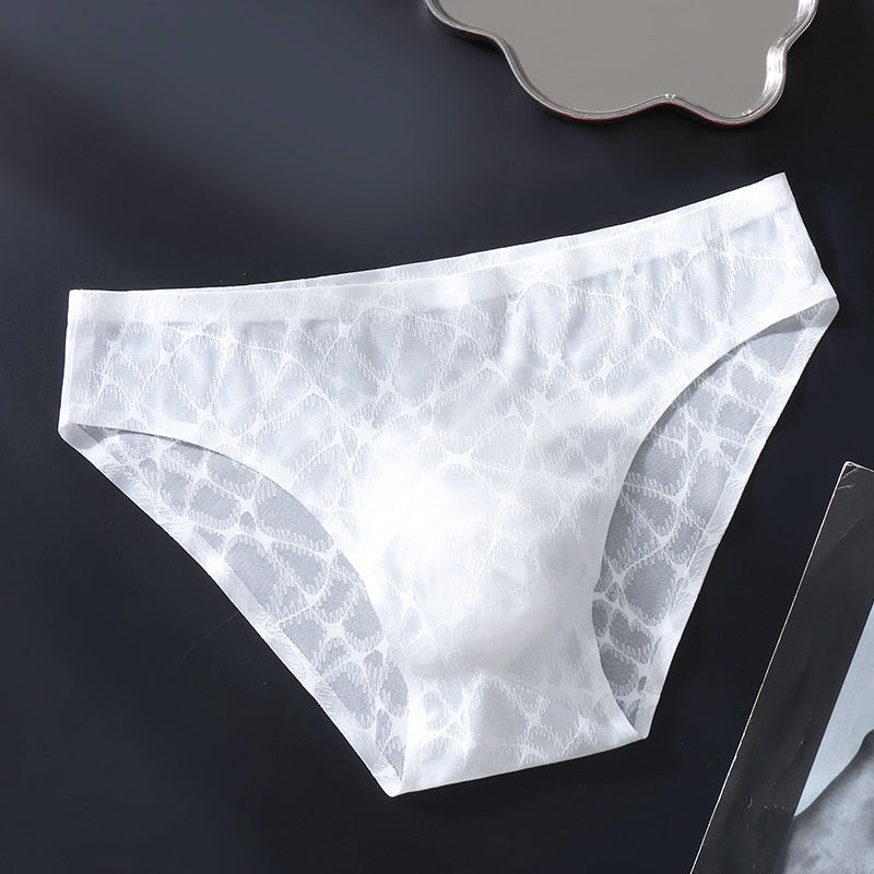 Léger-luxeur Soie-surface Hommes Sous-vêtements Ice-silk Sexy Soft Dentelle