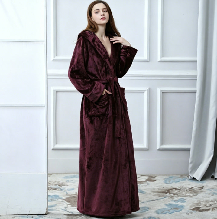 Warm and Soft Hooded Fleece Robe for Couples