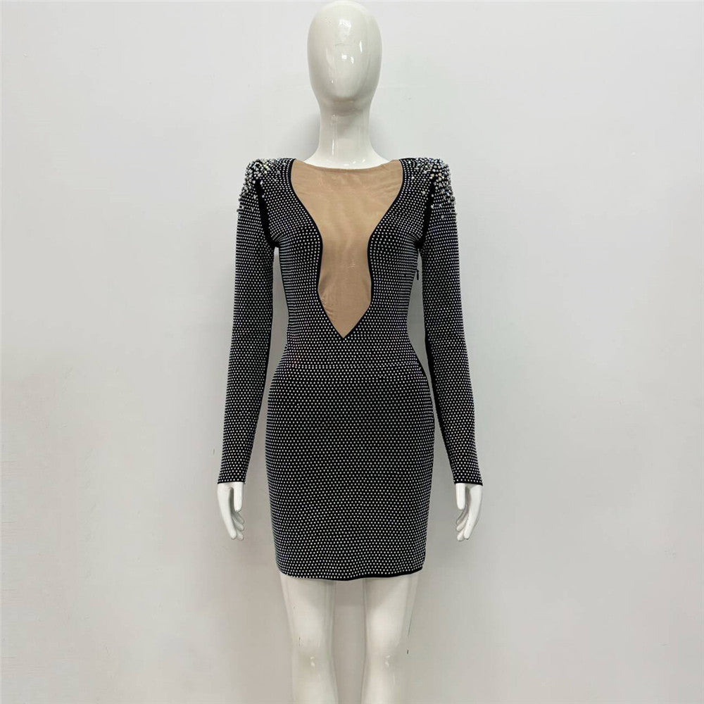Sexy Strass Bandage Une seule pièce Robe transfrontalière Commerce extérieur Sexy Tight