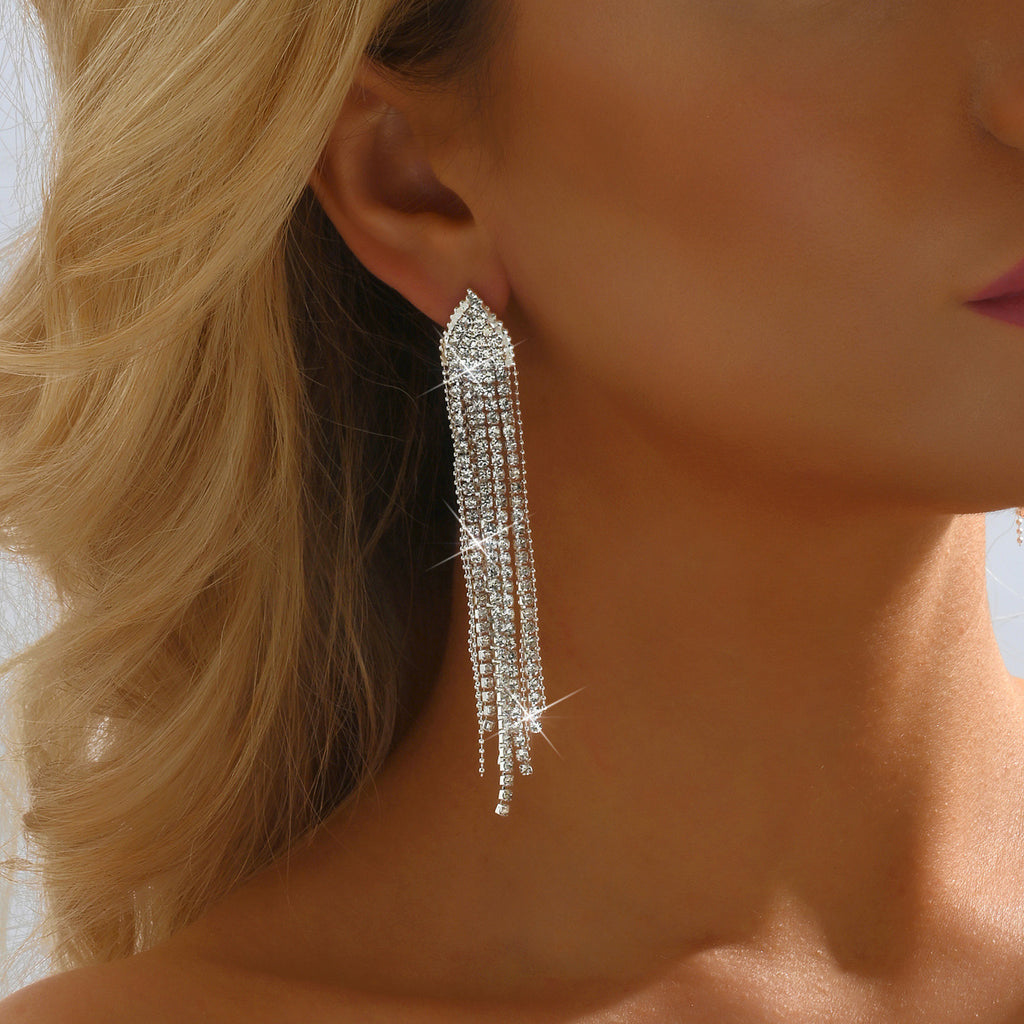 Boucles d'oreilles Multi Strand Long Tassel pour femmes
