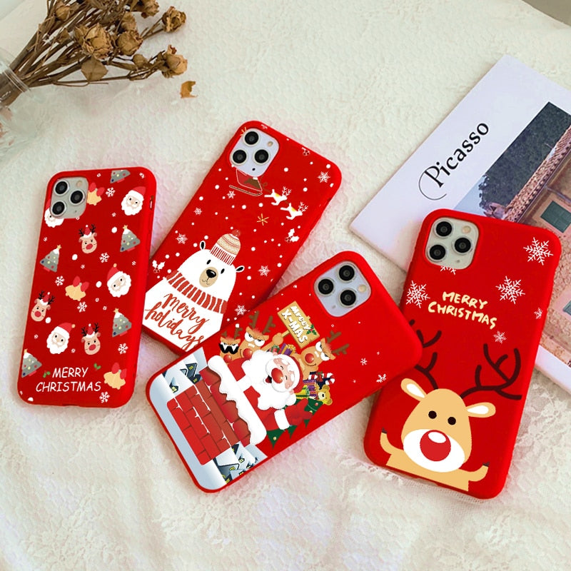 Carnet rouge de Noël cas de téléphone peint givré