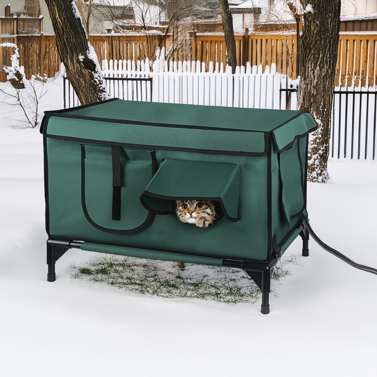 1Pc Maison de chat chauffée à l'eau extérieure Insonorisée à l'épreuve des intempéries Kitty Shelter Feral Cat Hea