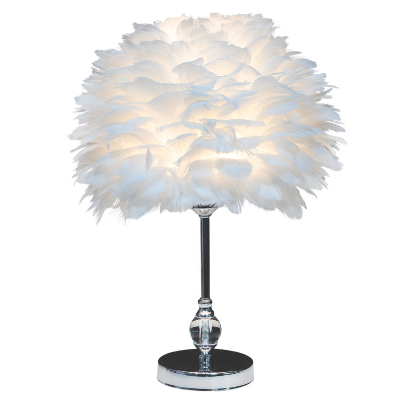 Lampe de table ronde en cristal plume Lumière de flux de vie