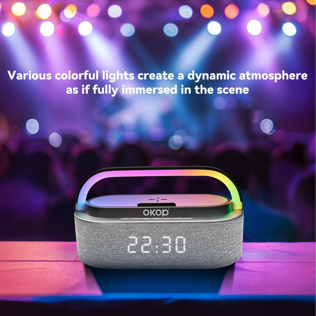 KP-578 Haut-parleur Bluetooth sans fil vendu à chaud avec réveil et charge sans fil Featu