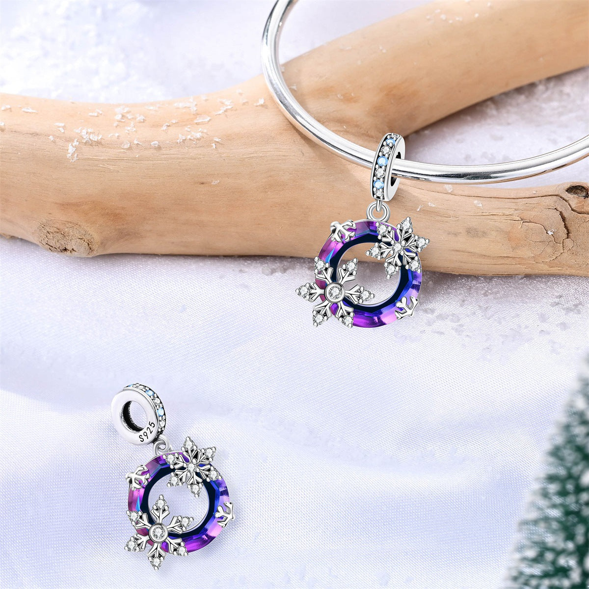 Bracelet de bricolage en cuivre plaqué argent perlé et pendentif