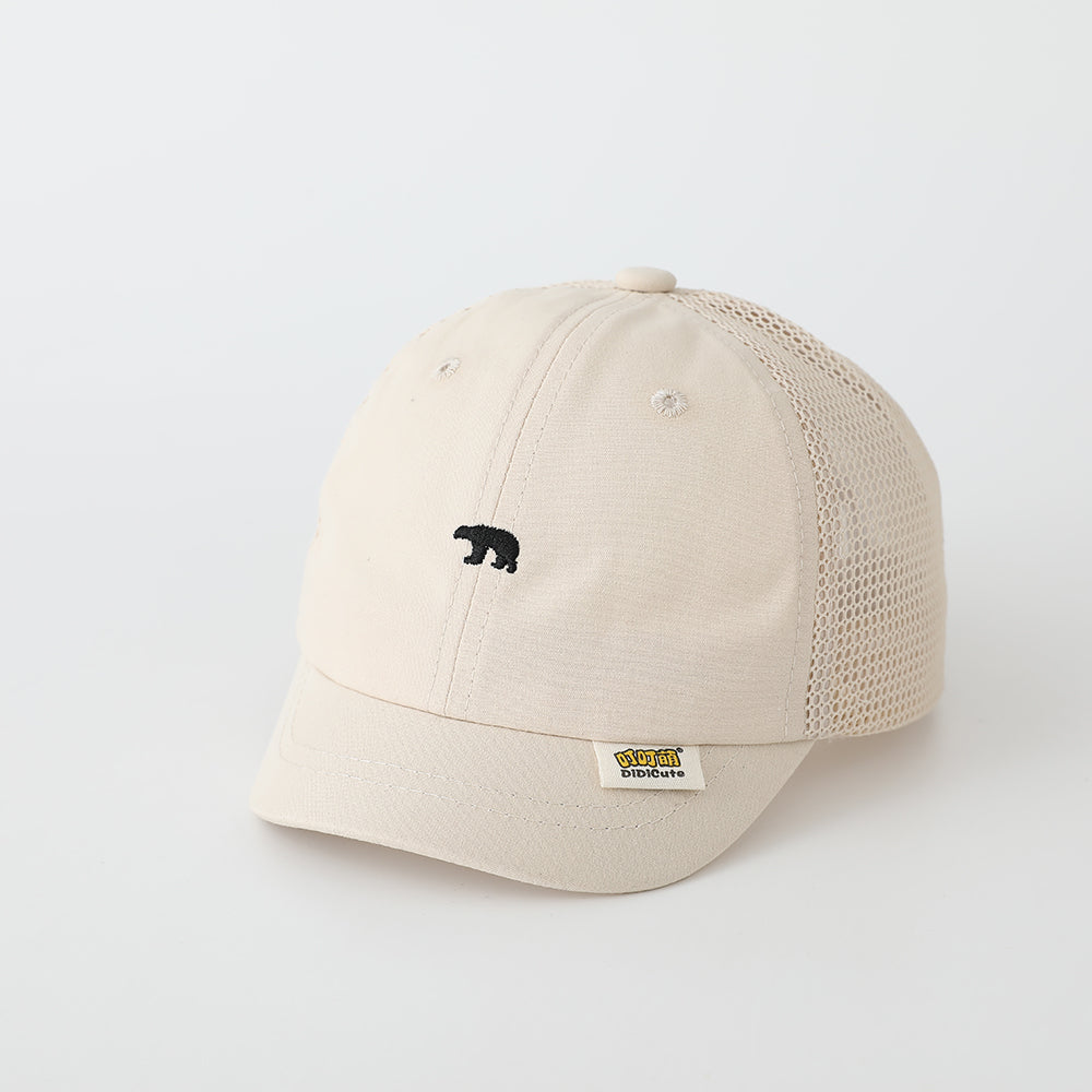 Casquette de baseball brodée en maille simple d'ours pour enfants - Mignon et style frais Baby Breathabl