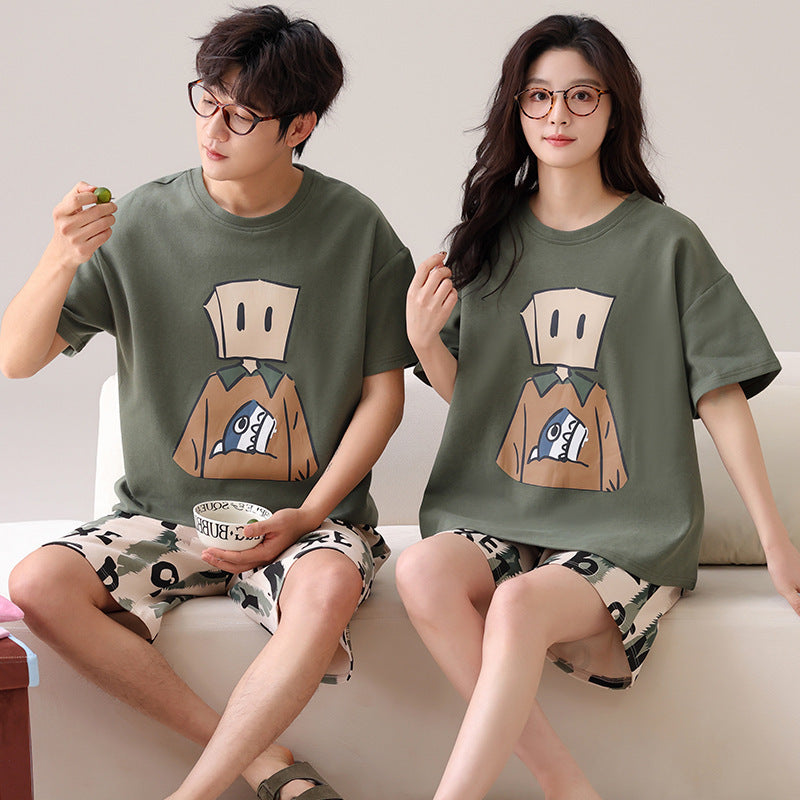 Port d'extérieur Loose Short à manches courtes Couple Pajamas