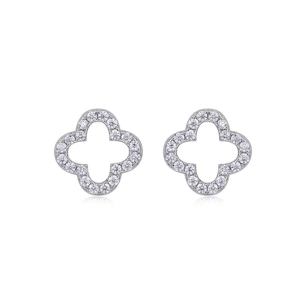 S925 Boucles d'oreilles en argent sterling à trèfle ouvert