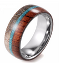 Anneau de tungstène avec incrustations en bois et bois sauvages pour homme de 8mm avec dôme par SHARDON