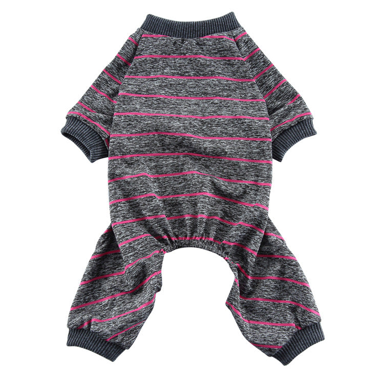 Vêtements de chien d'été rayés maison Pajamas Mince