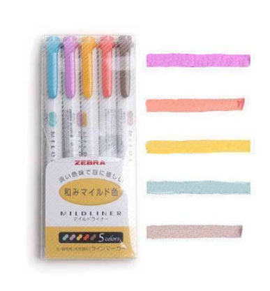 5 surligneurs Zebra Mildliner Double-Sid