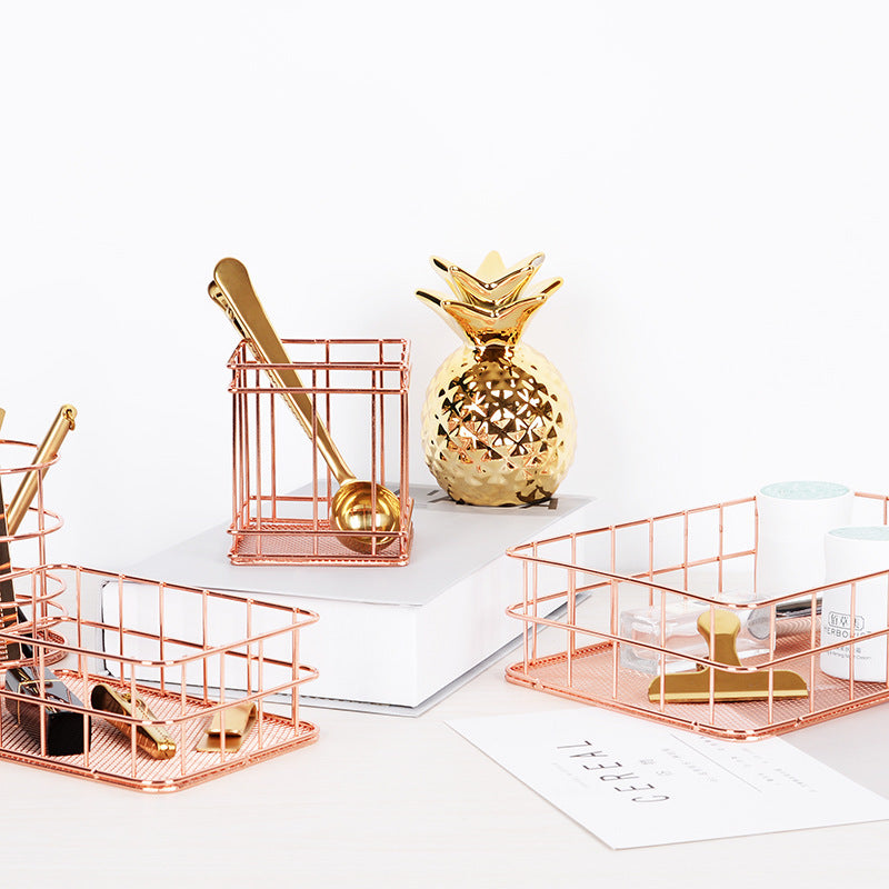 Fer rose or carré stylo rond support sundry bureau