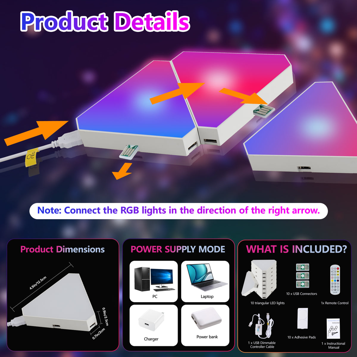 Triangular LED lights