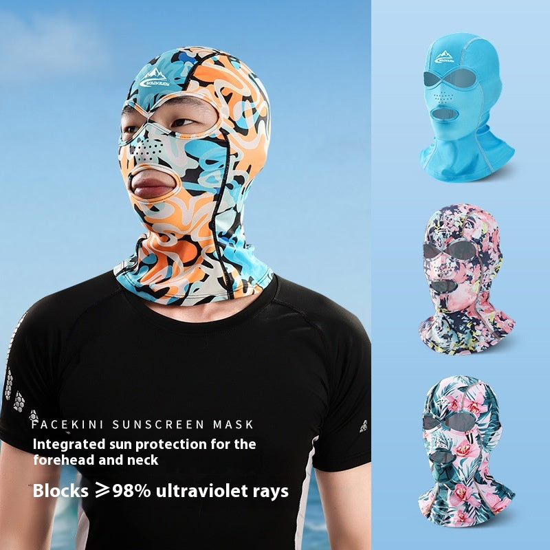 Facekini Natation Protection solaire Couverture tête Hommes et femmes Extérieur