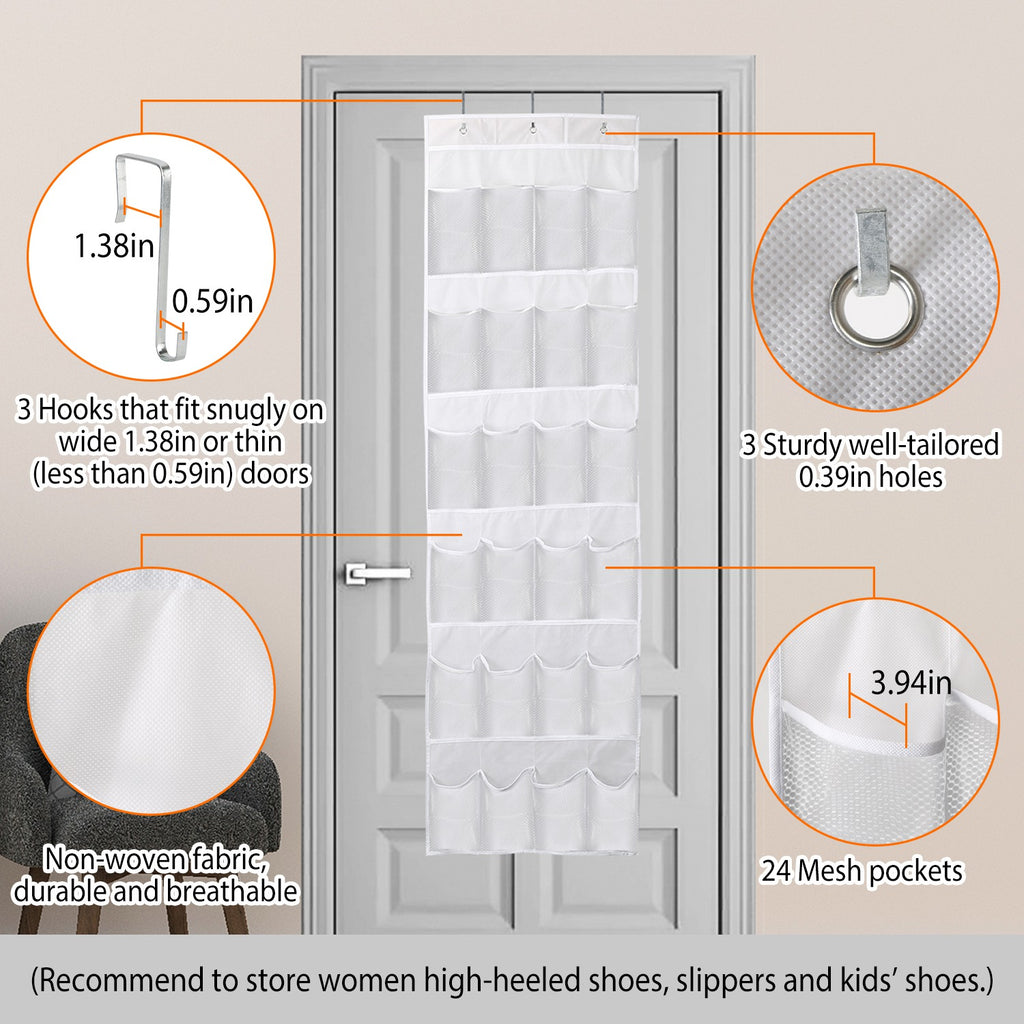 Sur la porte Sac de chaussures pour derrière la porte 24-Pocket cristal clair Organisateur 6-Layer Hang