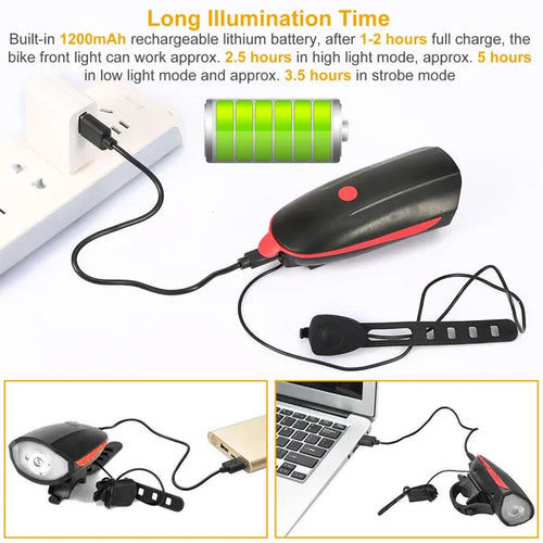 10000lm phare de vélo USB rechargeable LED vélo avant lumière de queue arrière