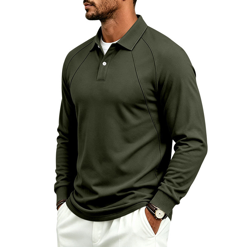 Lapel-bouton Sport Polo Homme à manches longues