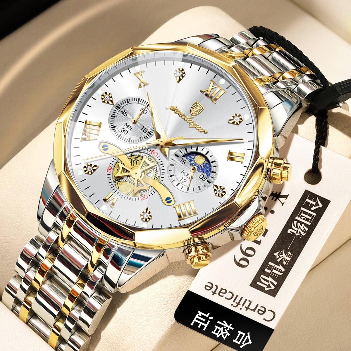 Imperméable Multifonctionnel Trendy Haute-Fin Montre Quartz Homme Lumineux