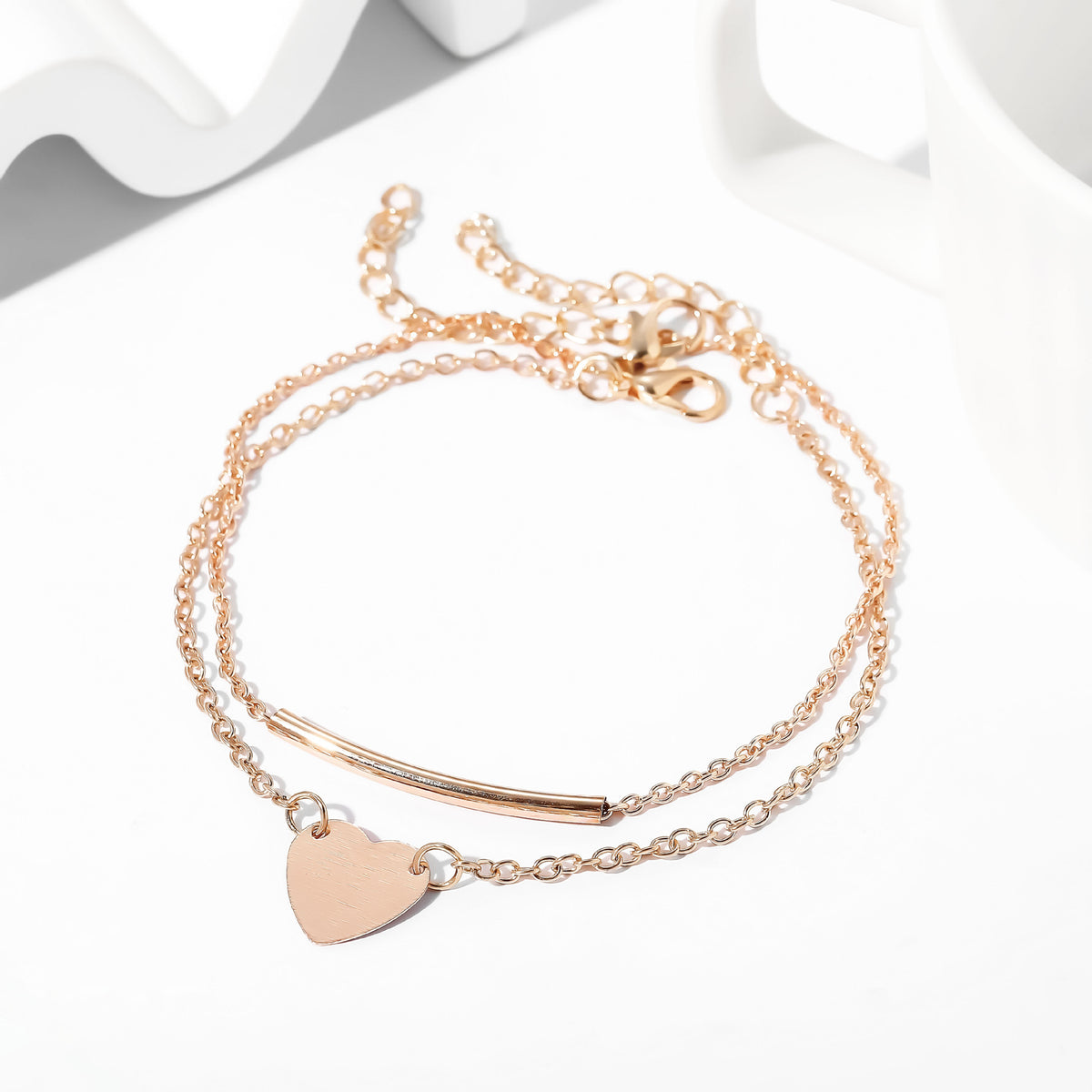 Anklet d'or carré multi-layer mode