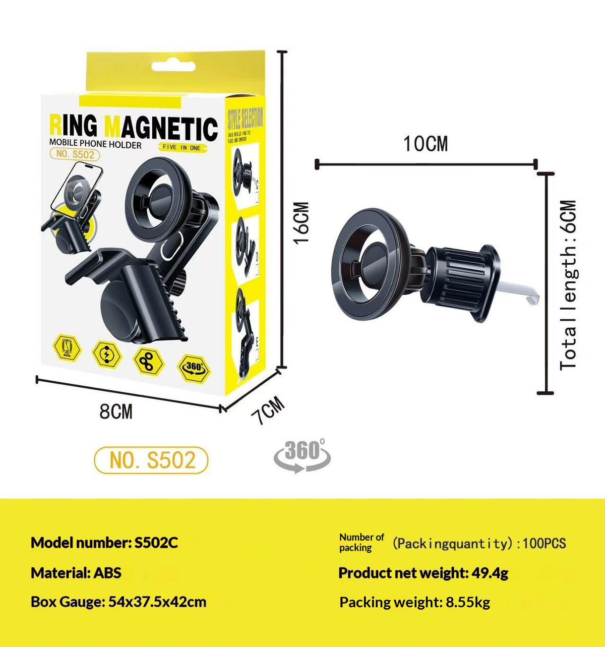 Support magnétique de téléphone de voiture