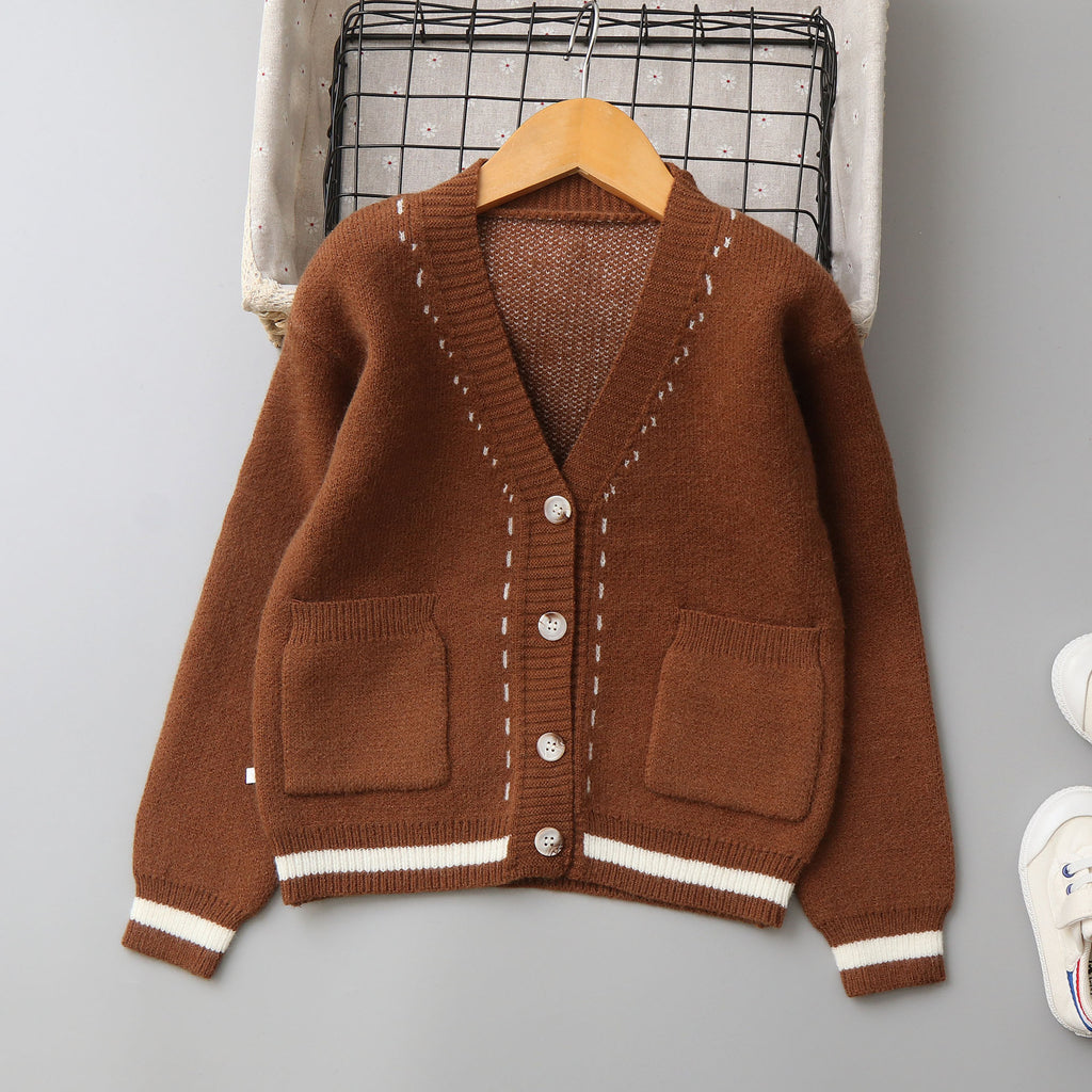Chandail Jacquard rayé Cardigan pour garçons