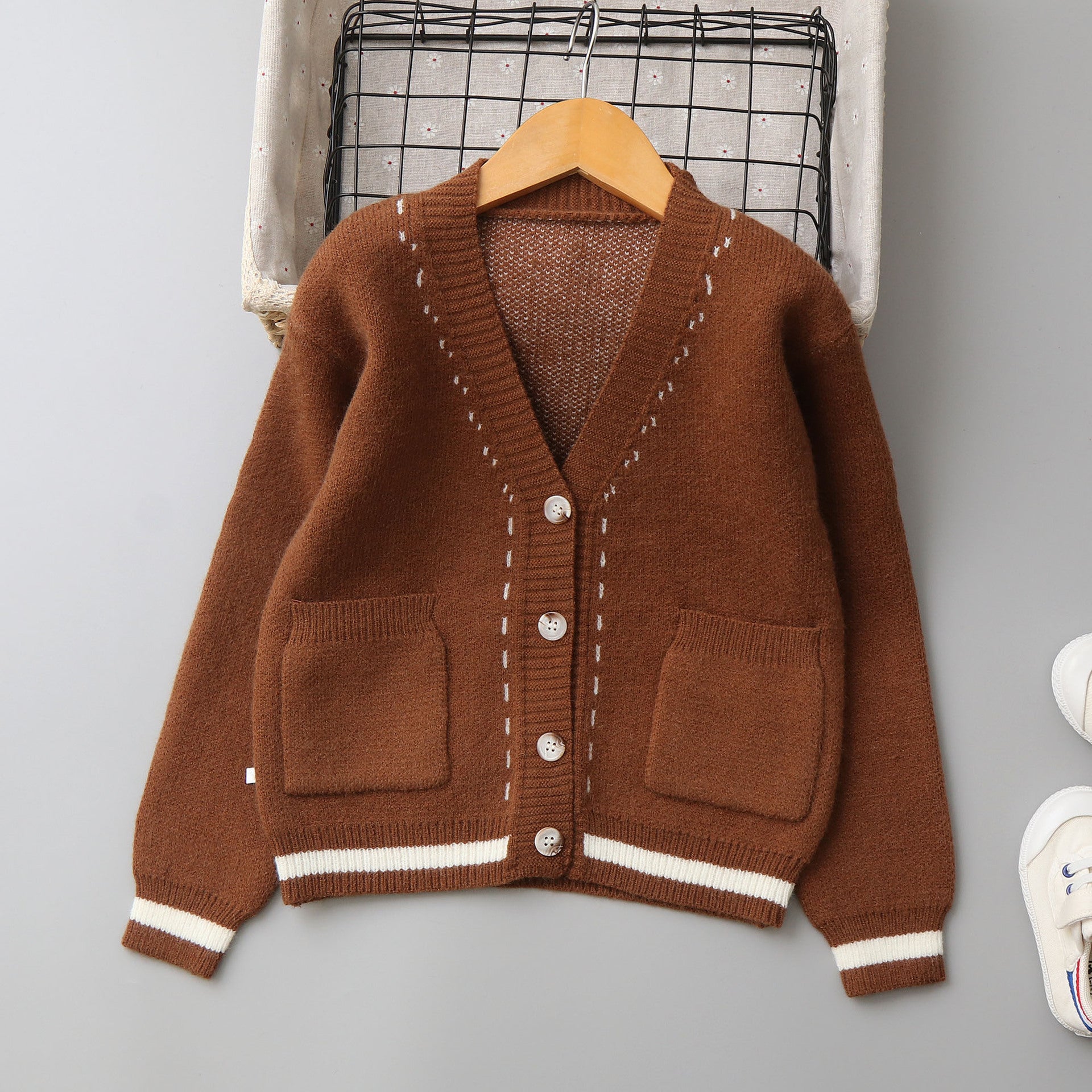 Chandail Jacquard rayé Cardigan pour garçons