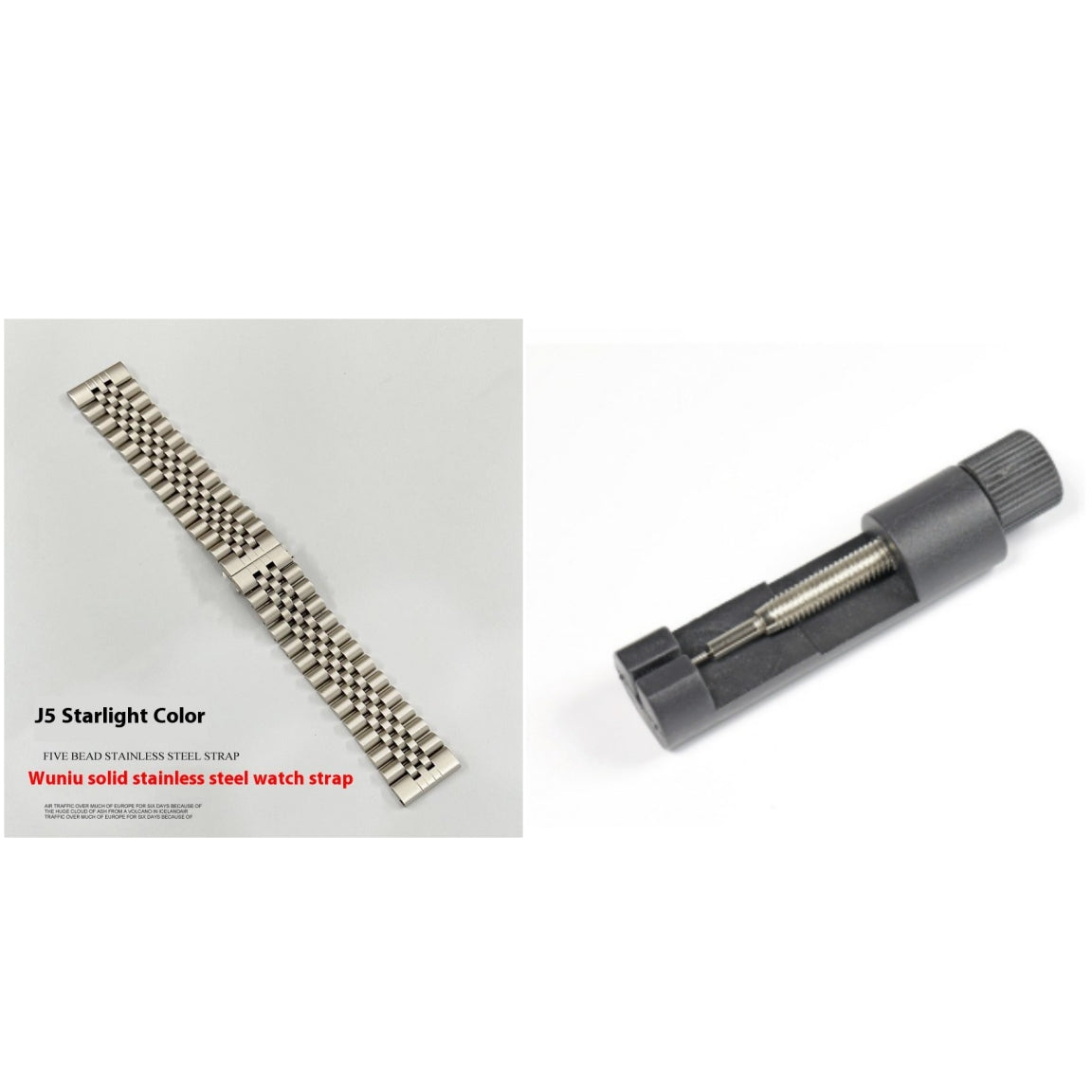 Bracelet en acier inoxydable massif à cinq perles