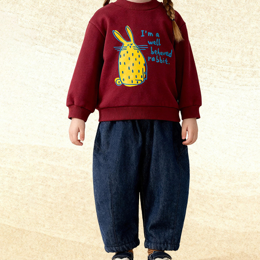 Jeans denim polyvalents de couleur unie pour les petites filles