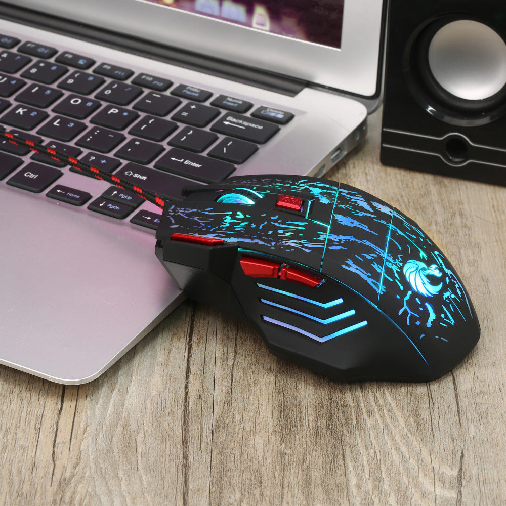 Crack d'eau coloré Souris de jeu lumineux Souris filaire