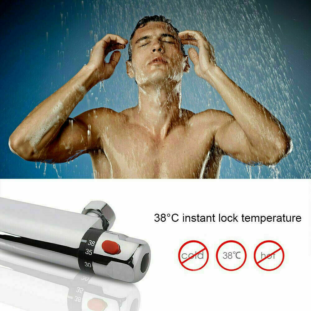 Salle de bain Bar exposé douche thermostatique mélangeur robinet Chrome 1-2in Outlet Royaume-Uni