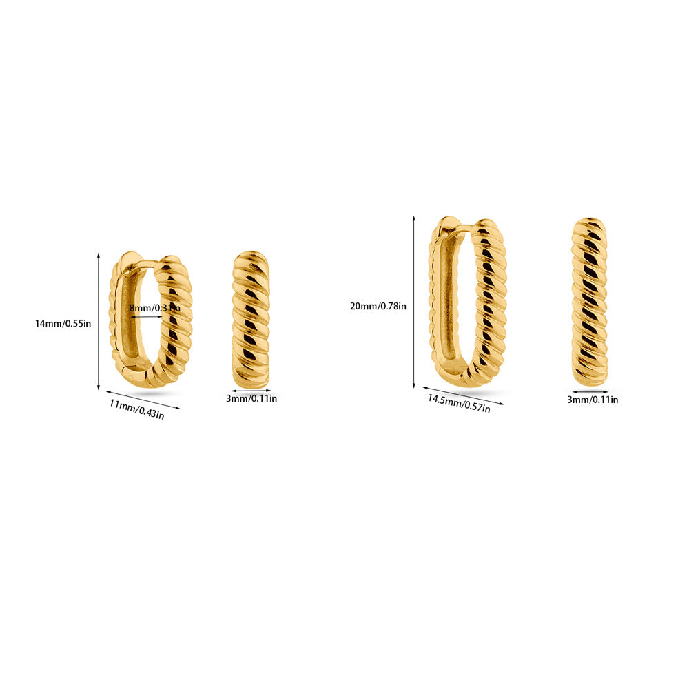 Boucles d'oreilles en U filetées Femmes Mode Simple et sophistiquée