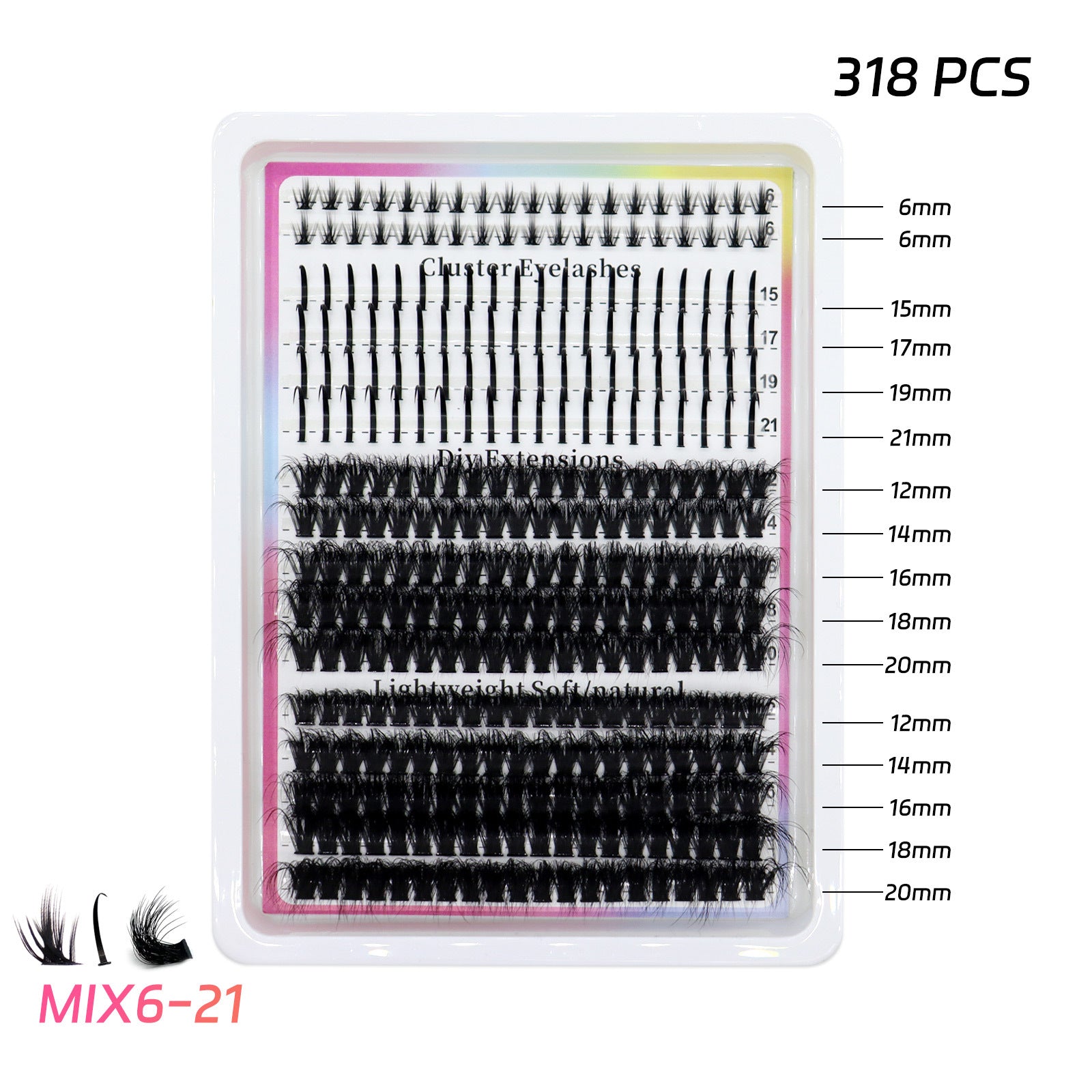Faux cils segmentés de style féodal et mal emballés