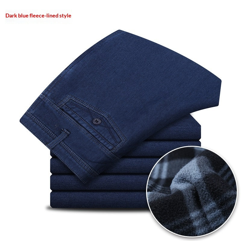 Jeans-stretch à jambe droite pour hommes