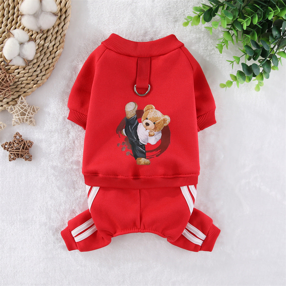 Animaux de compagnie Fleece Kung Fu Bear Vêtements pour chiens