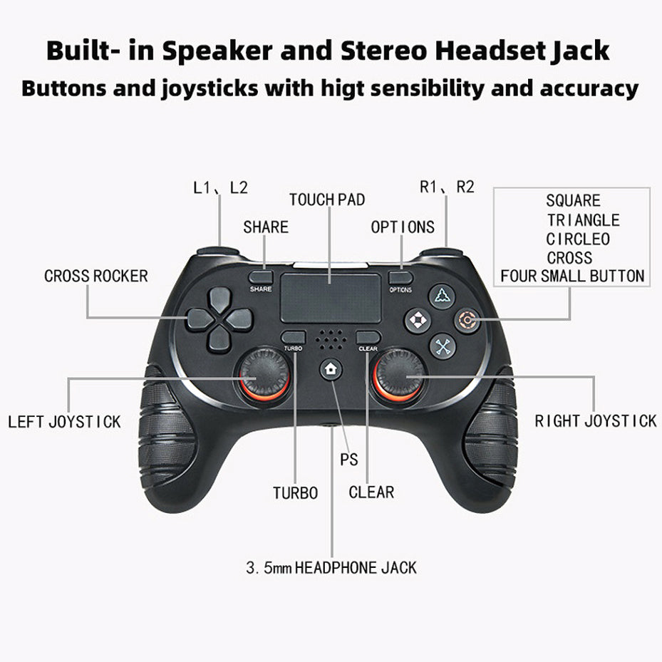 Poignée de jeu Six Axis Double Vibration avec Lumière