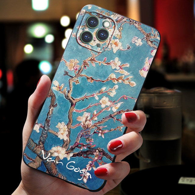 Van Gogh Starry Sky Téléphone portable Shell stéréoscopique