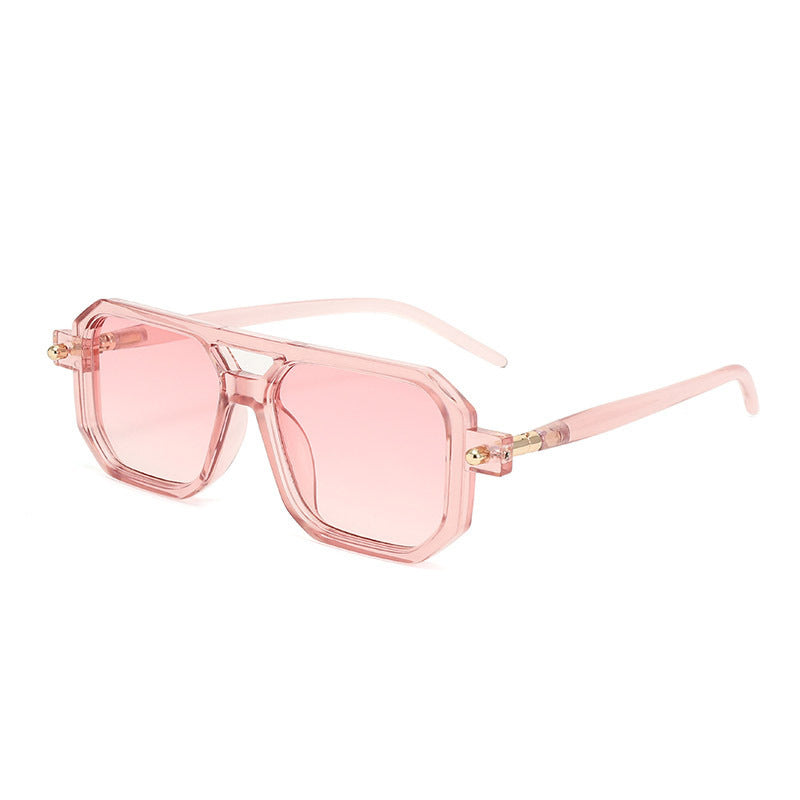 Lunettes de soleil à double pont Square-frame de style Street avec un Premium