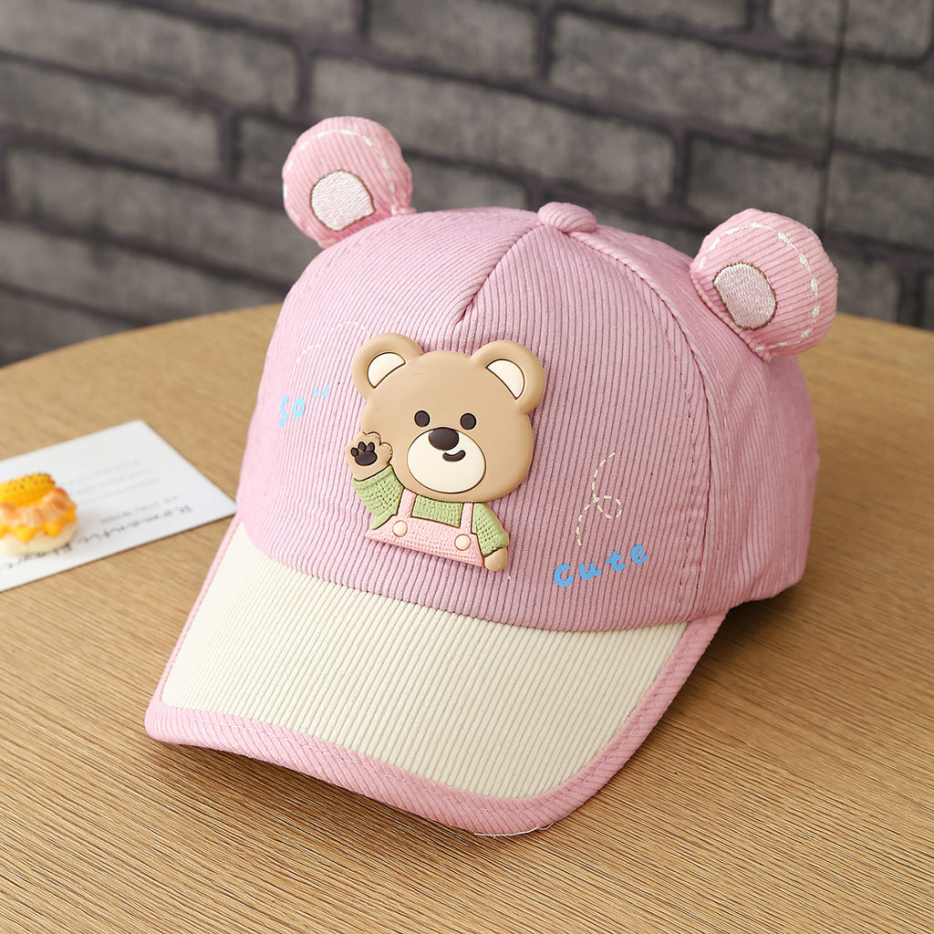 Le style d'automne des enfants Drawstring Easel Bear Corduroy mode et mignon baby baseball