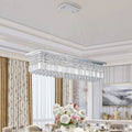 Lustre en cristal moderne pour salle à manger Rectangle blanc 8 lumières Raindrop Lustre Cont