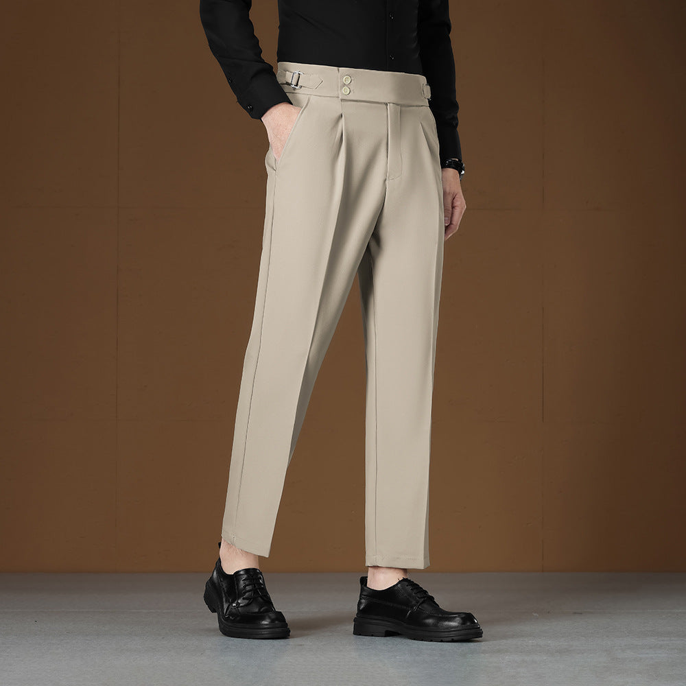 Pantalons pour hommes non-iron réglables de taille légère Business Gentleman Straight Leg Pantalons