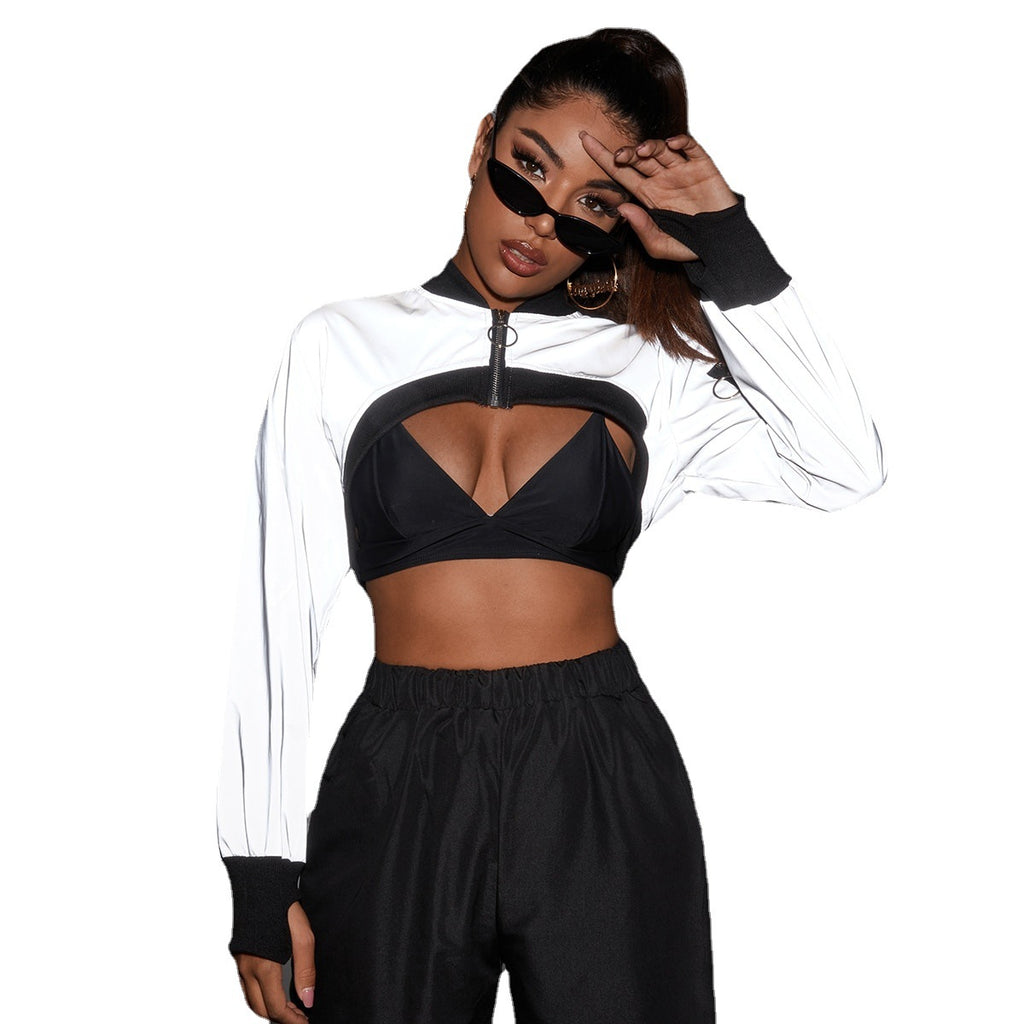 Style Street Reflective Mode Tendance Veste Ultra-Short Coat
