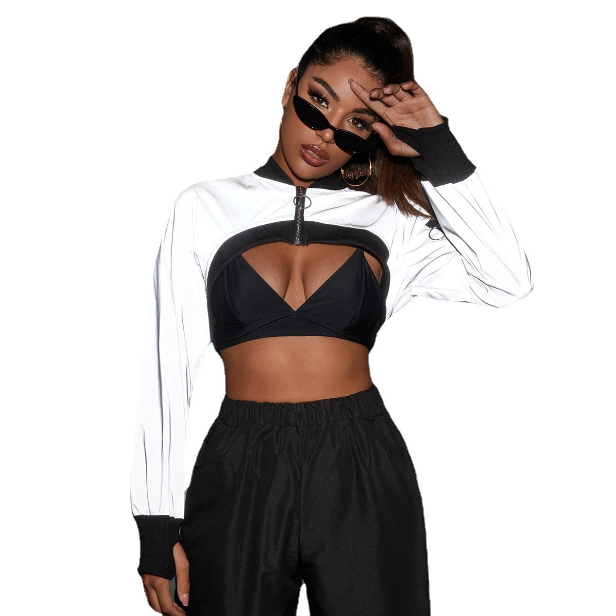 Style Street Reflective Mode Tendance Veste Ultra-Short Coat